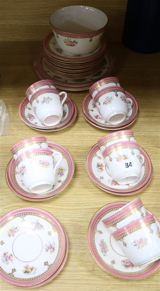 A 19th century pink floral tea set